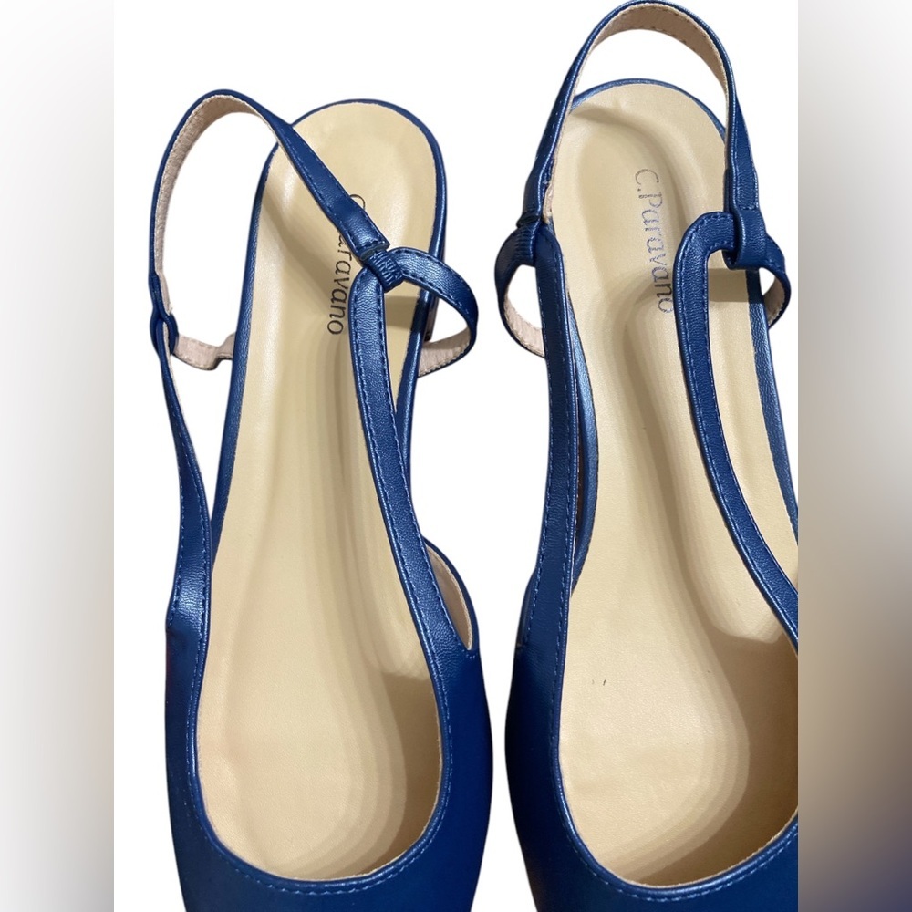 C.Paravano Women's Pointed Toe Slingback Flats | Comfort Heeled Sandals 11 - Picture 9 of 11